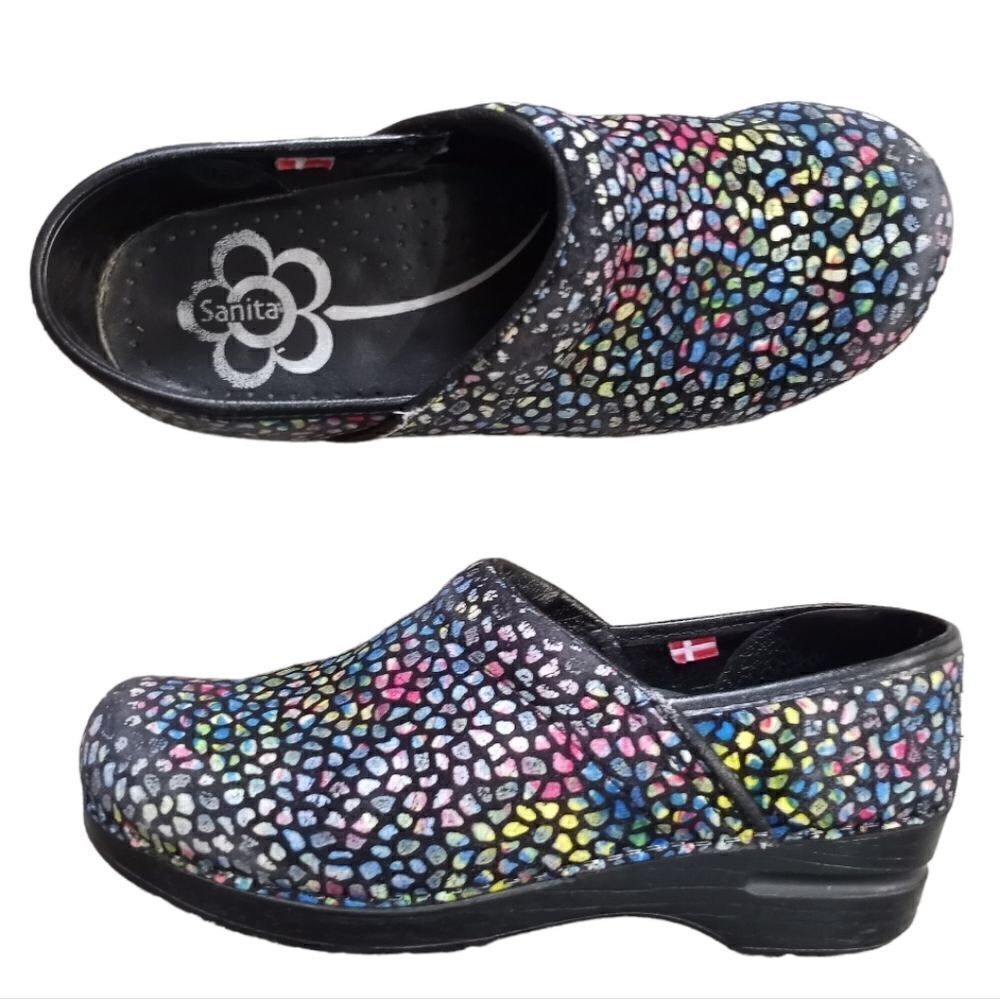 Sanita Women's Clog Multi-colored Stained Glass Print size 39/8 US